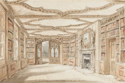 Interior View of a Library in Gothic Style by Charles James Richardson